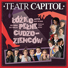 Plakat: Spektakl: Łóżko pełne cudzoziemców - Po spektaklu retro imprezka