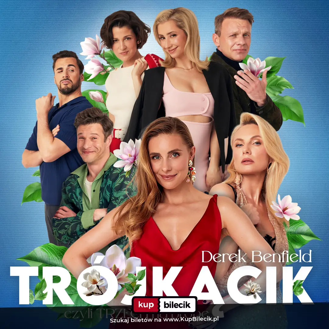 Plakat: "Trójkącik, czyli trzech na próbę" - niegrzeczna gra zmysłów