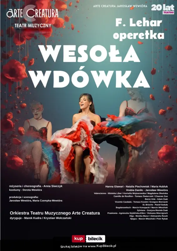 Plakat: Wesoła Wdówka - operetka F. Lehara - Arte Creatura Teatr Muzyczny