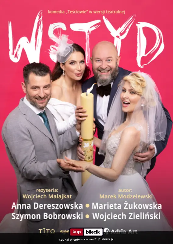 Plakat: Wstyd - komedia "Teściowie" w wersji teatralnej