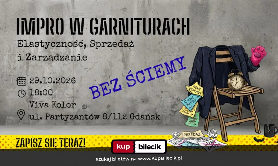 Plakat: Impro w Garniturach. Elastyczność, Sprzedaż i Zarządzanie