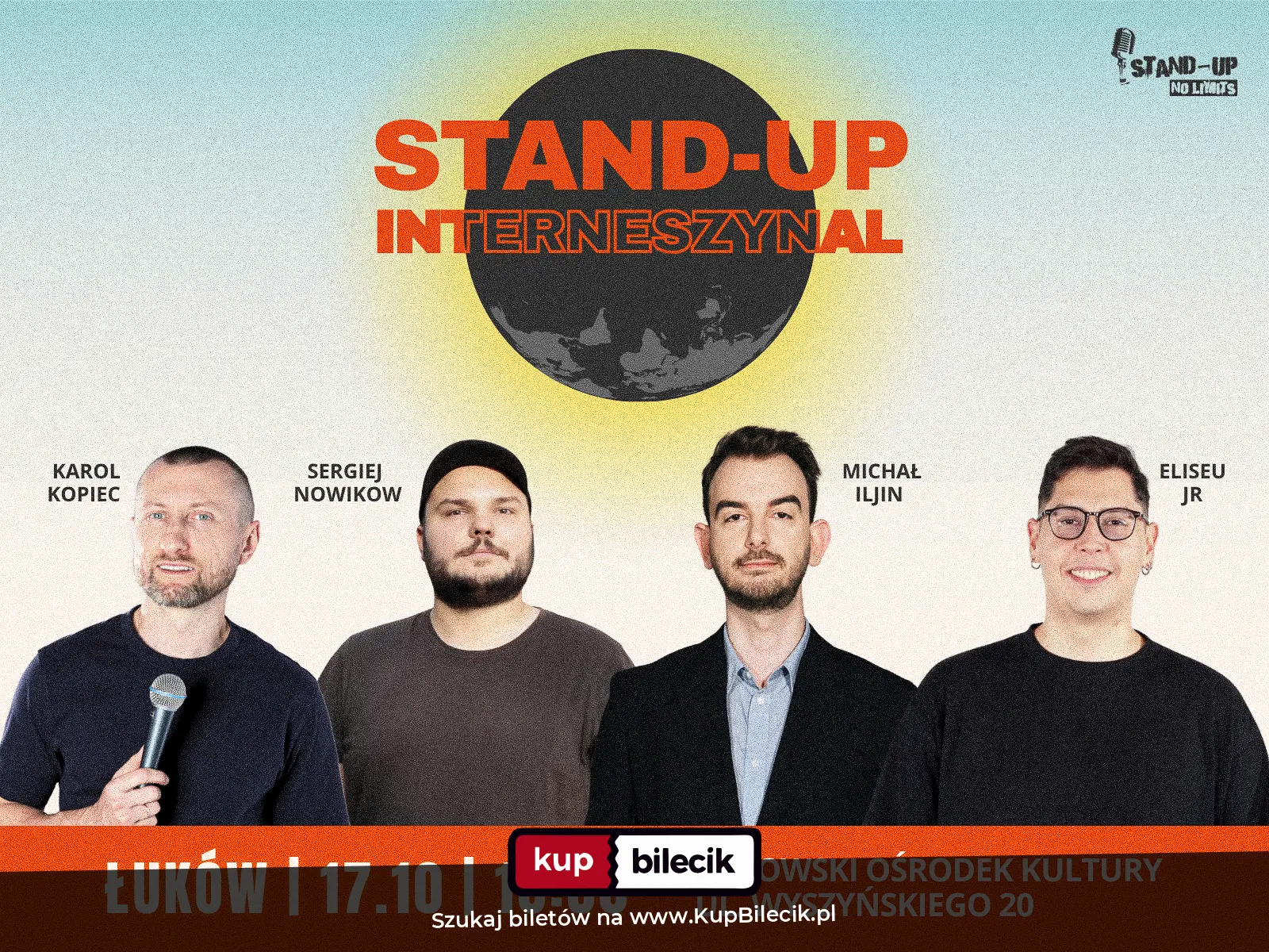 Plakat: Stand-Up Interneszynal: Kopiec | Iljin | Eliseu Jr | Nowikow