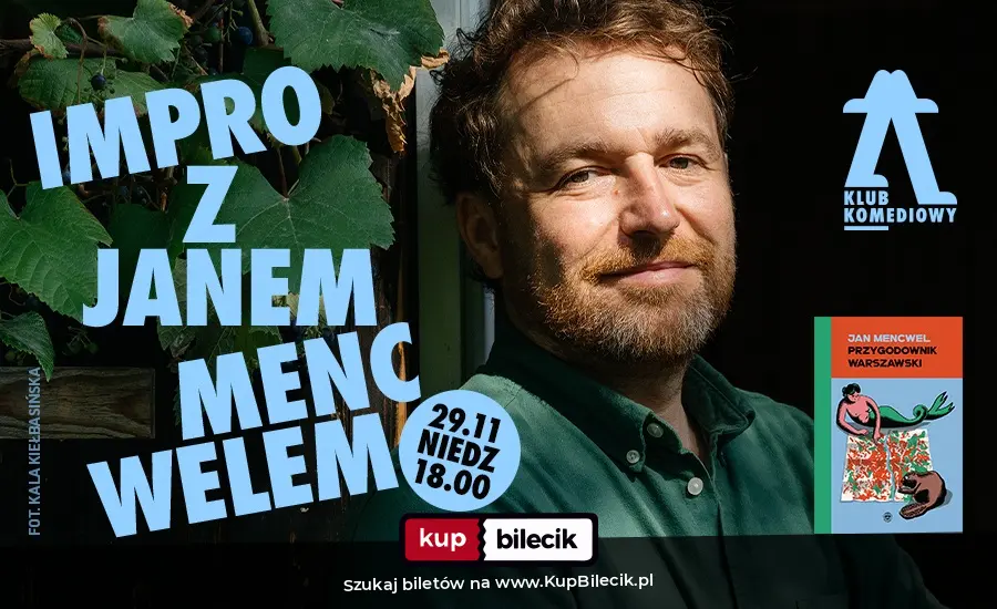 Plakat: "Przygodownik warszawski" - impro z Janem Mencwelem