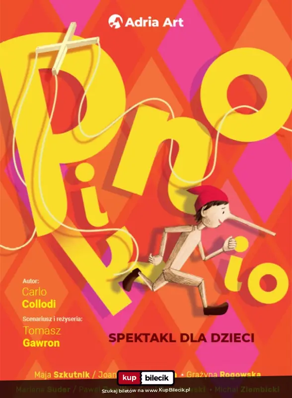 Plakat: Pinokio - spektakl dla dzieci