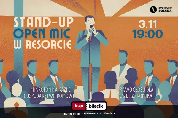 Plakat: Stand-up Open Mic w Resorcie / 3.11.2026 / g.19:00