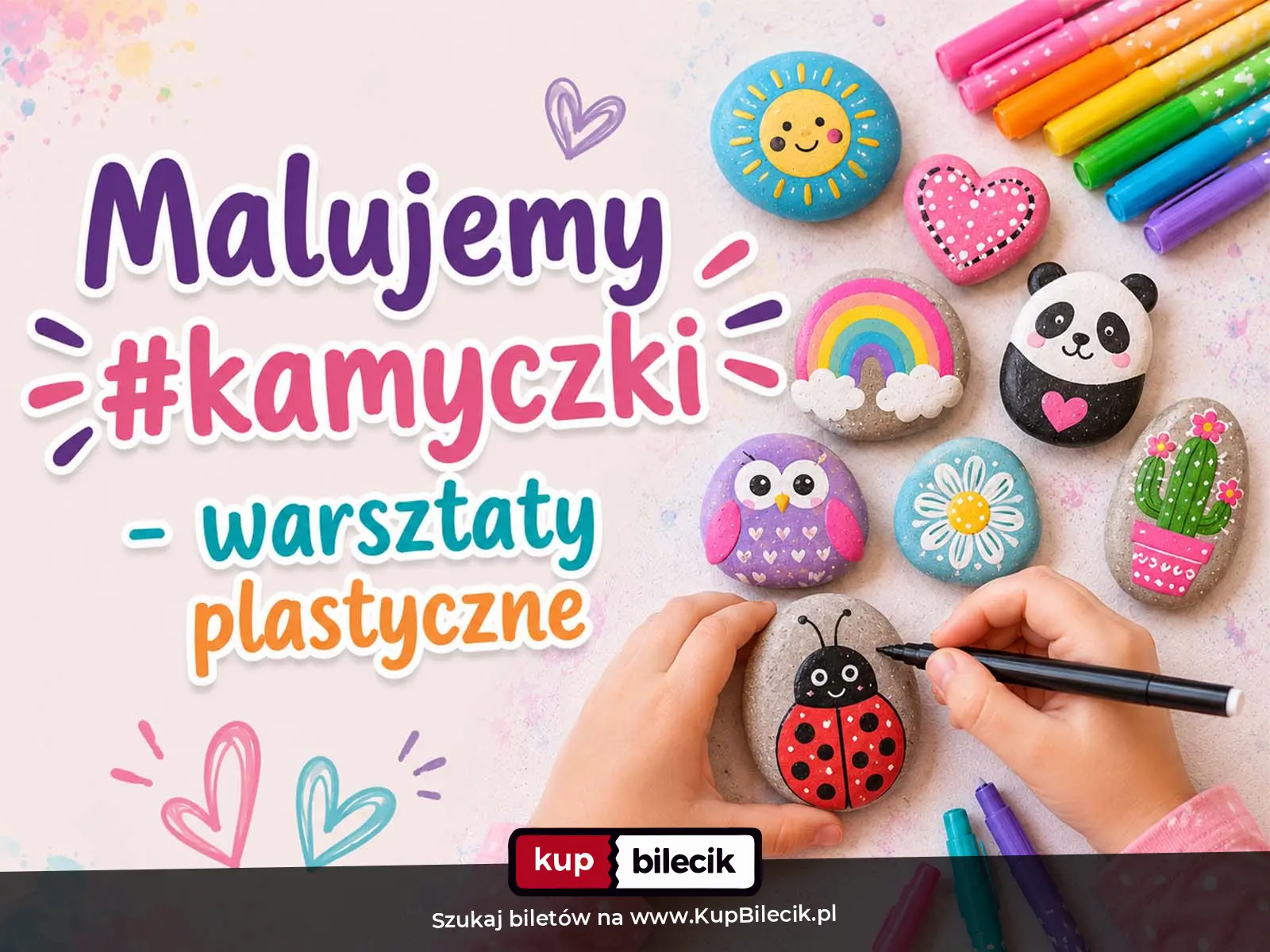 Plakat: Malujemy kamyczki - warsztaty plastyczne