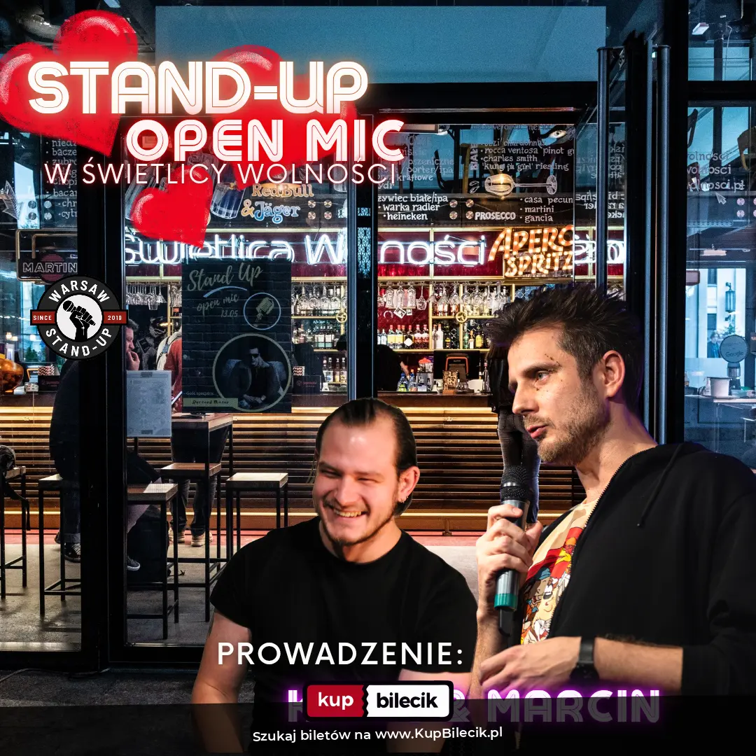 Plakat: Stand-up Open mic - Warsaw Stand-up x Kamil i Marcin